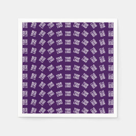 ロゴユニークまたはアップロードされた画像パターン | パープル スタンダードカクテルナプキン