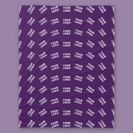 ロゴユニークまたはアップロードされた画像パターン | パープル フリースブランケット