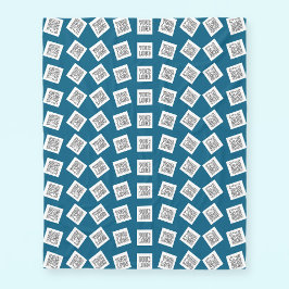 ロゴユニークまたはイメージパターン | 青（編集可能） フリースブランケット