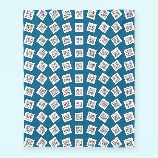 ロゴユニークまたはイメージパターン | 青（編集可能） フリースブランケット