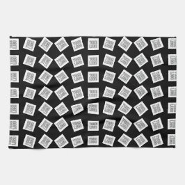 ロゴユニークまたはイメージパターン | 黒（編集可能） キッチンタオル