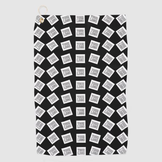 ロゴユニークまたはイメージパターン | 黒（編集可能） ゴルフタオル (正面)