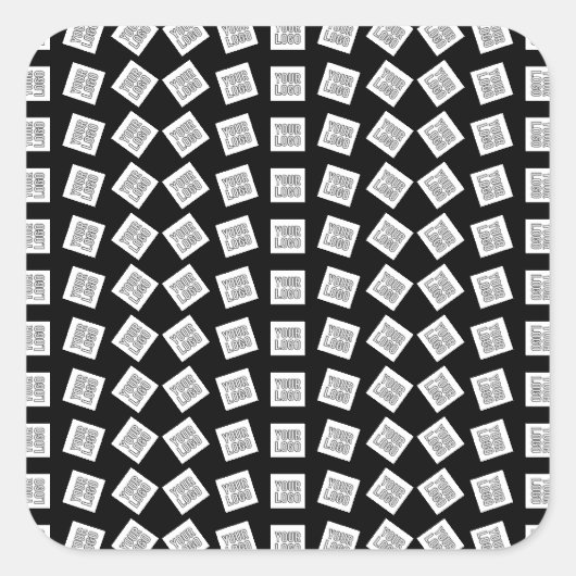 ロゴユニークまたはイメージパターン | 黒(編集可能) スクエアシール (正面)