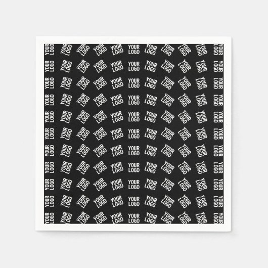 ロゴユニークまたはイメージパターン | 黒（編集可能） スタンダードカクテルナプキン (正面)