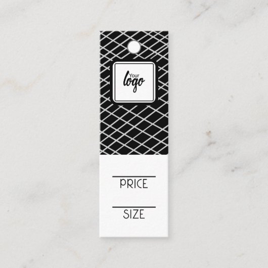 ロゴラインパターンパーソナライズされた価格ラベル スキニー名刺 (正面)