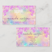 ロゴラッシュヘアメイクアップ爪、 ネイルグリッタードリップピンク金ゴールド 名刺 (正面/裏面)