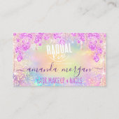 ロゴラッシュヘアメイクアップ爪、 ネイルグリッタードリップピンク金ゴールド 名刺 (正面)