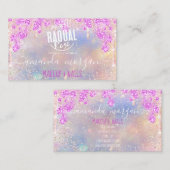 ロゴラッシュヘアメイクアップ爪、 ネイルピンクホログラフ 名刺 (正面/裏面)