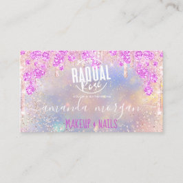 ロゴラッシュヘアメイクアップ爪、 ネイルピンクホログラフ 名刺