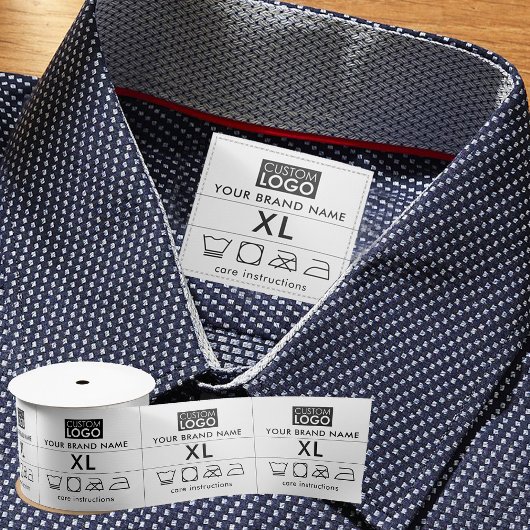 ロゴラベル衣類ラベル衣服首ラベル縫い付け サテンリボン