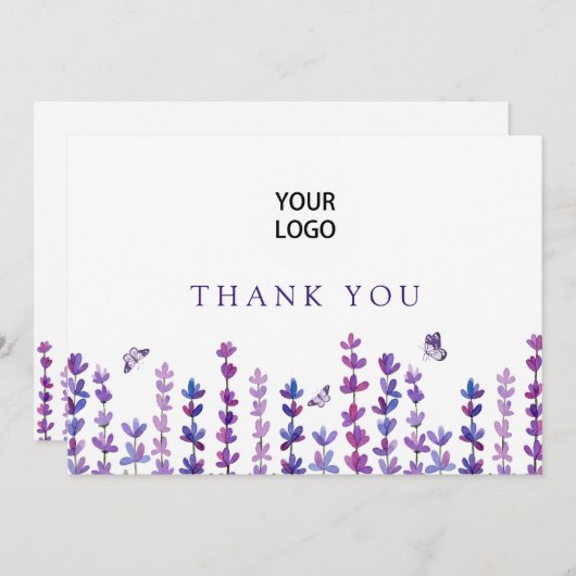 ロゴラベンダーと蝶ありがとう サンキューカード (正面/裏面)