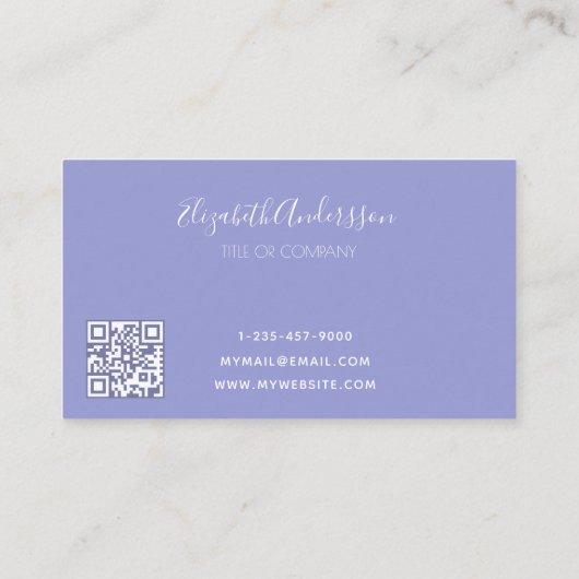 ロゴラベンダーエレガントミニマルQRコード 名刺 (裏面)