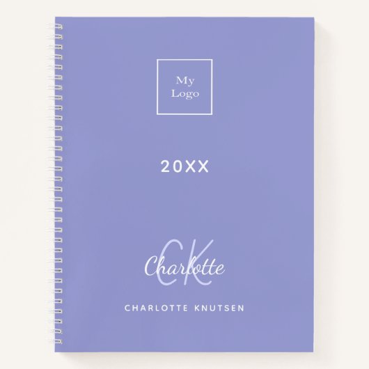 ロゴラベンダーモノグラムイニシャル事業 ノートブック (正面)