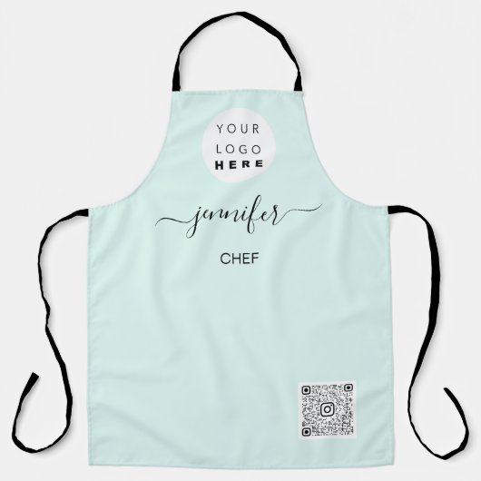 ロゴレストランベーカリーケータリングケーキアクア エプロン (正面)
