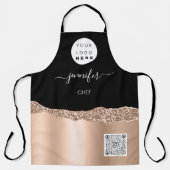 ロゴレストランベーカリーケータリングケーキネームバラ エプロン (正面)