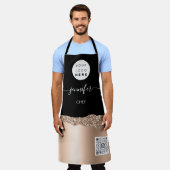 ロゴレストランベーカリーケータリングケーキネームバラ エプロン (着用した状態)