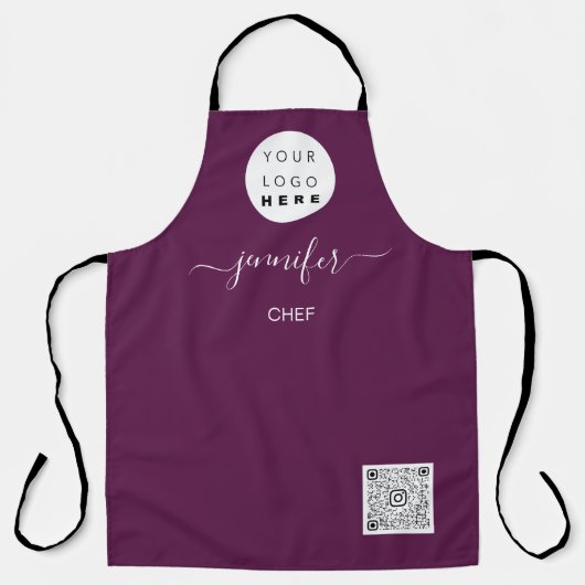 ロゴレストランベーカリーケータリングケーキパープル エプロン (正面)