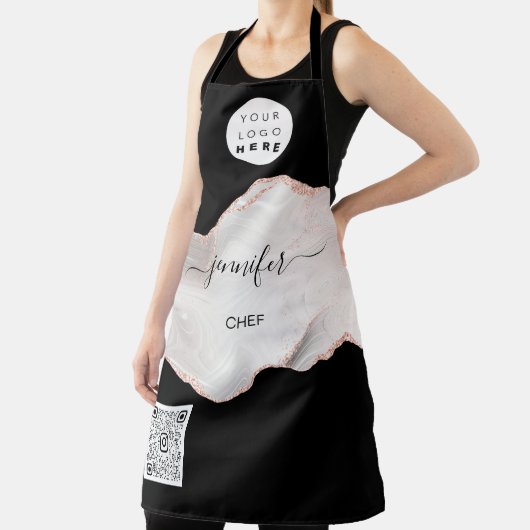 ロゴレストランベーカリーケータリングケーキマーブルバラ エプロン (インサイチュ)