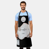 ロゴレストランベーカリーケータリングケーキマーブルバラ エプロン (着用した状態)