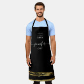 ロゴレストランベーカリーケータリングケーキ金ゴールドブラック エプロン (着用した状態)