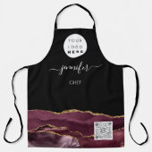 ロゴレストランベーカリーケータリングケーキQRコード エプロン (正面)