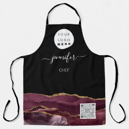 ロゴレストランベーカリーケータリングケーキQRコード エプロン