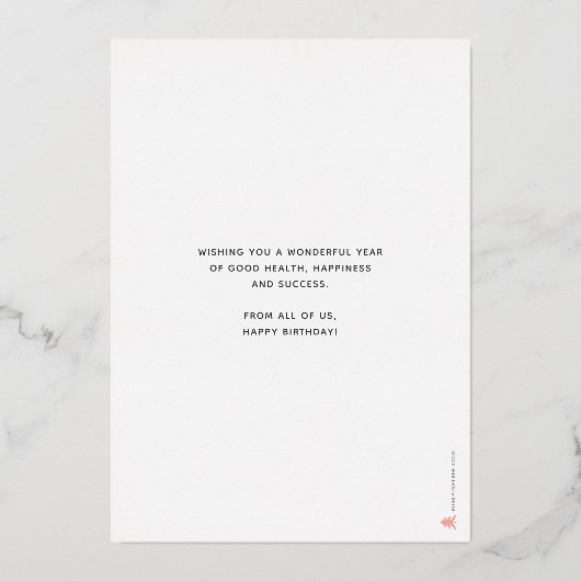 ロゴレタリングバルーンネイビーブルービジネス誕生日 箔招待状 (裏面)