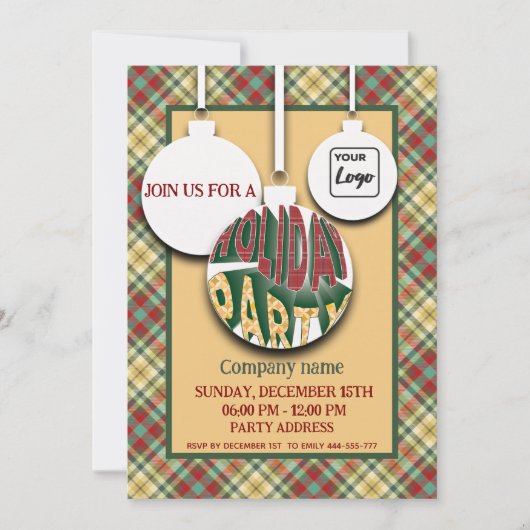 ロゴレトロはっきりしたおもしろいタイポグラフィ会社パーティー 招待状 (正面)