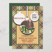 ロゴレトロはっきりしたおもしろいタイポグラフィ会社パーティー 招待状 (正面/裏面)