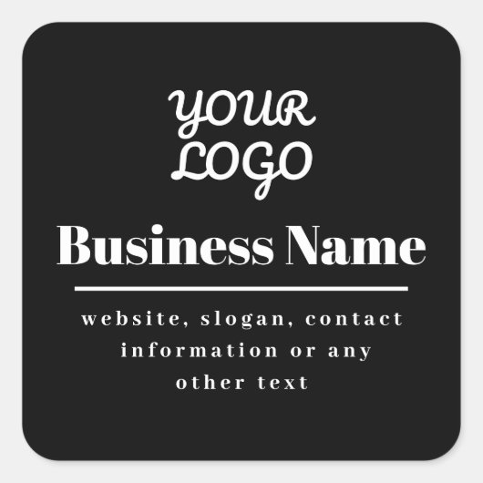 ロゴレトロモダン – 白黒 スクエアシール (正面)