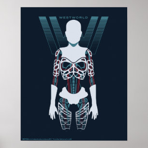 ロゴ上のWestworld の人間の特徴をもつ骨組 ポスター