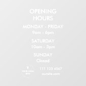 ロゴ付きのカスタマイズ可能な営業時間窓用シール ウィンドウサイン (シート)