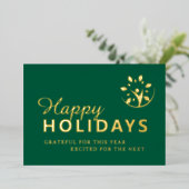 ロゴ付きのグリーンビジネスカードでホリデーシーズンを祝おう 箔シーズンカード (立ち正面)