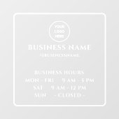 ロゴ付きのシンプルな店舗オープン時間表示フィルム ウィンドウサイン (シート)