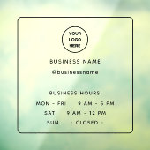 ロゴ付きのミニマルなオープニングタイムの不透明なビジネス ウィンドウサイン (シート3)