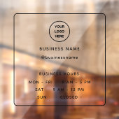 ロゴ付きのミニマルなオープニングタイムの不透明なビジネス ウィンドウサイン (シート2)
