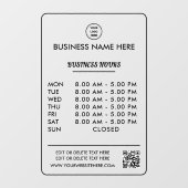 ロゴ付きの不透明ブラックオープニング営業時間 ウィンドウサイン (シート)