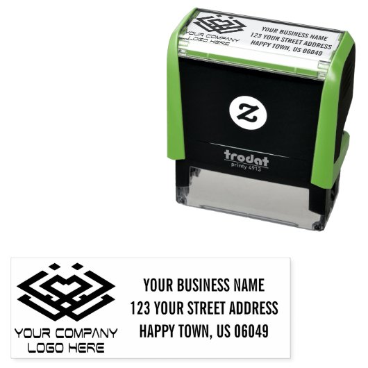 ロゴ付きの名刺に住所を記入 セルフインキングスタンプ (インサイチュ)
