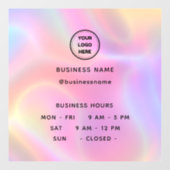 ロゴ付きの営業時間のホログラフィックオープニング ウィンドウサイン (シート)