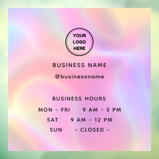 ロゴ付きの営業時間 ホログラフィック表示 ウィンドウサイン (シート3)