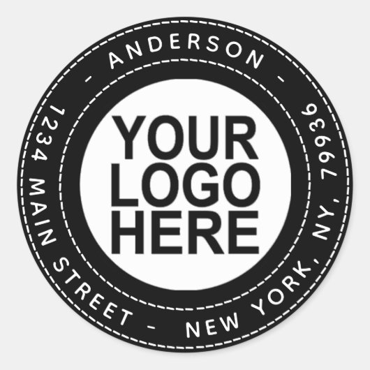 ロゴ付きの独自の差出人住所を作成する ラウンドシール (正面)