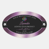 ロゴ付きの高級ブラック・シャイニーパープルラベル 楕円形シール (正面)