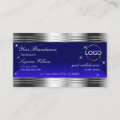 ロゴ付きアートナイト縁どスカイブルーシルバー 名刺 (裏面)