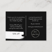 ロゴ付きアーバン男らしブラックお礼 名刺 (裏面)