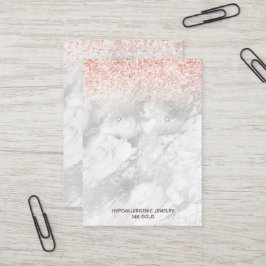 ロゴ付きイヤリングバラ金ゴールドグリッター大理石 名刺