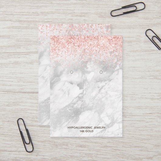 ロゴ付きイヤリングバラ金ゴールドグリッター大理石 名刺 (正面/裏面インサイチュ)