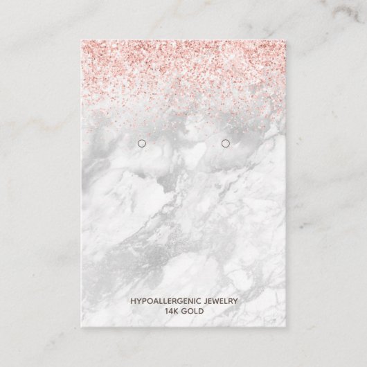 ロゴ付きイヤリングバラ金ゴールドグリッター大理石 名刺 (正面)