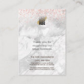 ロゴ付きイヤリングバラ金ゴールドグリッター大理石 名刺 (裏面)