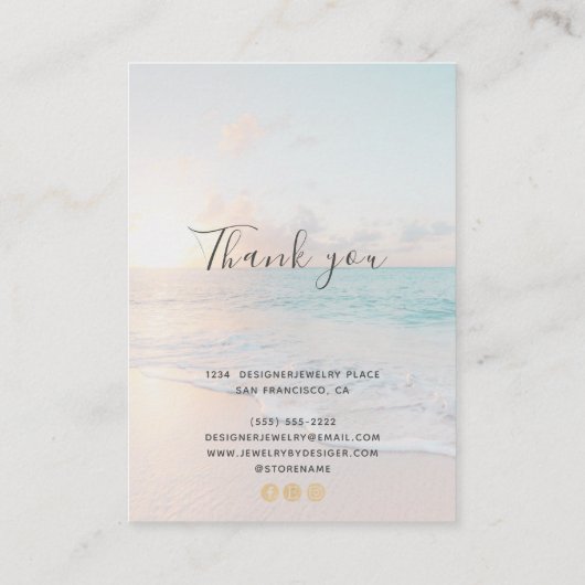 ロゴ付きイヤリング表示ビーチシーン 名刺 (裏面)