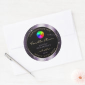 ロゴ付きインジゴブルーグリッターフレーム製品ラベル ラウンドシール (封筒)